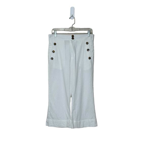 Jen’s Pirate Booty white linen cropped pants size S - Picture 1 of 6